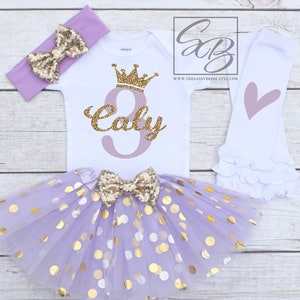 3rd Birthday Girl Outfit, Personalized Third Birthday Outfit, 3rd Birthday Outfit, 3rd Birthday Girl Cake Smash Outfit S144 3BD (LAV)