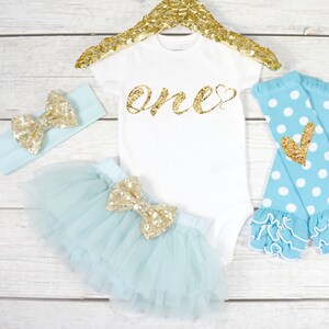 First Birthday Outfit, Baby Girl 1st Birthday Oufit, 1st Birthday Girl, Cake Smash Outfit, 1st Birthday Girl, One (S9) (1BD) (AQUA)