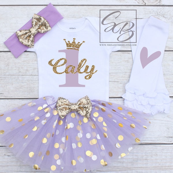 1st Birthday Girl Outfit, Personalized First Birthday Outfit Girl, First Birthday Outfit, 1st Birthday Girl Cake Smash Outfit S144 1BD (LAV)