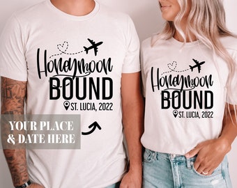 Honeymoon Bound Shirts / UNISEX FIT / Custom Honeymoon Shirts, Just Married Shirts, Couples Shirts, Honeymoon Vacation Shirts