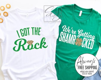 I Got The Rock, We're Getting Shamrocked *UNISEX FIT* Shamrocked Bachelorette, St Patricks Bachelorette Shirts, Irish Bride (SPD)