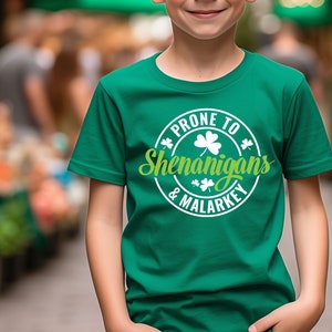 Prone To Shenanigans and Malarkey St. Patrick&#39;s Day Shirt, Kids St. Patrick Day Shirts, Toddler Youth TShirt