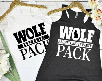 Wolf Pack Bachelorette Party Tanks, She Wolf, She Wolf Tanks, Bachelorette Party Shirts, Bridesmaid Shirts, Bridal Party Shirt. BPS S80