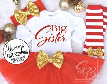 Christmas Big Sister Outfit, Big Sister Shirt, Big Sister Christmas Outfit, Big Sister Outfit  S43. PGA (GOLDBOW)