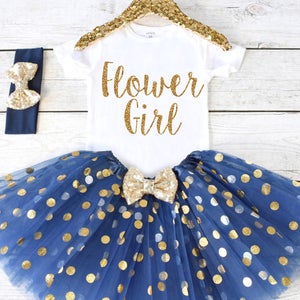 Flower Girl. CUSTOM font. Flower Girl Shirt. Flower Girl Outfit. Flower Girl Tutu Outfit. Flower Girl. Rehearsal Dinner. S31 FWG (NAVY)