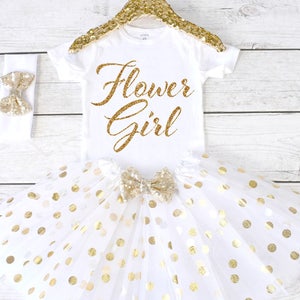 Flower Girl. CUSTOM font. Flower Girl Shirt. Flower Girl Outfit. Flower Girl Tutu Outfit. Flower Girl. Rehearsal Dinner. S31 FWG (WHITE)