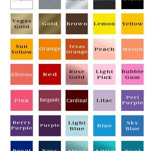 Pu&ograve; includere: Una cartella colori con 36 diversi campioni di colore, ognuno etichettato con un nome di colore. I colori vanno dal bianco al nero, con sfumature di rosso, blu, verde, giallo, arancione e viola.