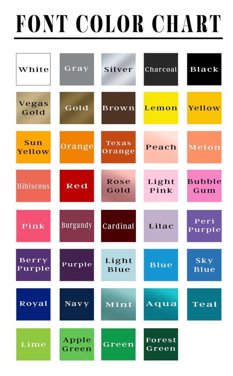 Pu&ograve; includere: Una cartella colori con 36 diversi campioni di colore, ognuno etichettato con un nome di colore. I colori vanno dal bianco al nero, con sfumature di rosso, blu, verde, giallo, arancione e viola.