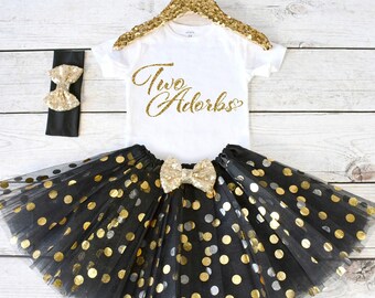 Two Adorbs. 2nd Birthday Outfit. Girls Birthday Outfit. Birthday Shirt. Birthday Tutu Outfit. Birthday Girl. 2nd birthday S1 2BD (BLACK)