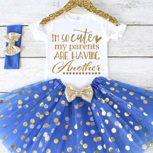 I'm So Cute My Parents Are Having Another. Pregnancy Announcement Shirt. Promoted to Big. Big Sister Shirt. S22 PGA (ROYAL)