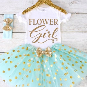 Flower Girl. Flower Girl Shirt. Flower Girl Outfit. Flower Girl Tutu Outfit. Flower Girl TShirt. Rehearsal Dinner. S28 FWG (AQUA)