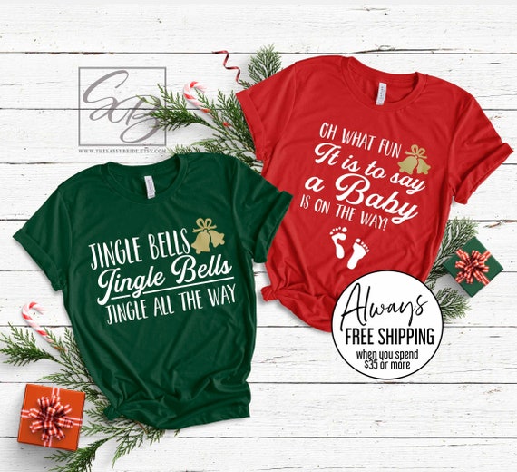 Couples Christmas Pregnancy Announcement Shirts UNISEX FIT