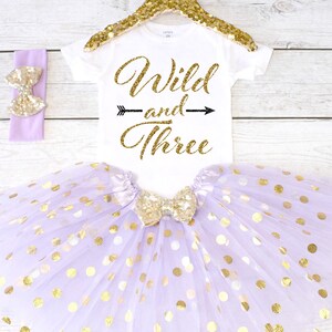 Wild and Three. CUSTOM AGE. Girls Birthday Outfit. Birthday Shirt. Birthday Tutu Outfit. Birthday Outfit Girl. 3rd birthday. S3 3BD (LAV)