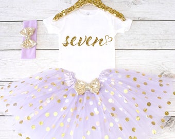 7th Birthday Outfit. CUSTOM AGE. Girls Birthday Outfit. Tutu Set. Birthday Tutu Outfit. Birthday Outfit Girl. 6th birthday S9 7BD (LAV)