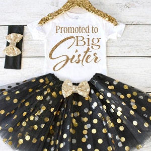 Promoted to Big Sister. Pregnancy Announcement Shirt. Big Sister Announcement. Promoted to Big. Big Sister Top. S24. PGA (BLACK)