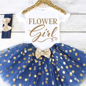 Flower Girl. Flower Girl Shirt. Flower Girl Outfit. Flower Girl Tutu Outfit. Flower Girl TShirt. Rehearsal Dinner. S28 FWG (NAVY)