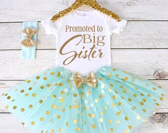 Promoted to Big Sister. Pregnancy Announcement Shirt. Big Sister Announcement. Promoted to Big. Big Sister Top. S24. PGA (AQUA)