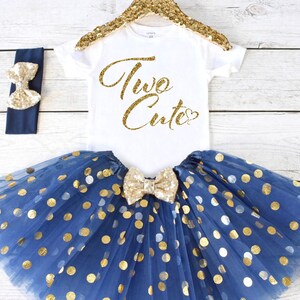 Two Cute. 2nd Birthday Outfit. Girls Birthday Outfit. Birthday Shirt. Birthday Tutu Outfit. Birthday Girl. 2nd birthday S2 2BD (NAVY)