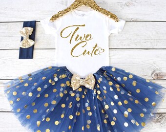 Two Cute. 2nd Birthday Outfit. Girls Birthday Outfit. Birthday Shirt. Birthday Tutu Outfit. Birthday Girl. 2nd birthday S2 2BD (NAVY)