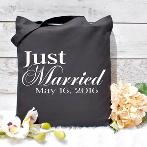 Just Married Tote. Honeymoon Tote. Newlywed Tote. Bride Tote. Bridal Tote. Wedding Tote. Wedding Day Tote. Just Married Bag. image 1