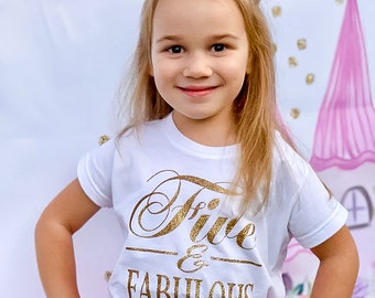 Five and Fabulous. Girls Birthday Outfit. Tutu Set. Girl's 5th Birthday Tutu Outfit. Birthday Outfit Girl. Girl Outfit S6 5BD (HOTP)