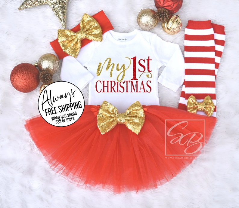 my 1st christmas outfit baby girl