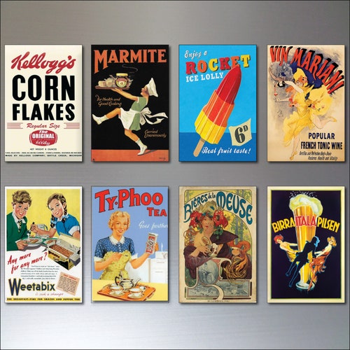 Vintage Fridge Set of 9 Retro Adverts SERIES No.2 Etsy UK