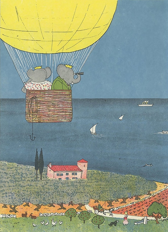 Lovely Babar the elephant A3 Satin Print poster reproduction Illustration No.3