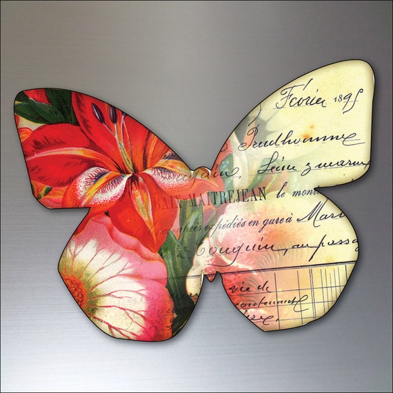 No.2 Butterflies fridge magnets vintage butterfly retro set of 8 