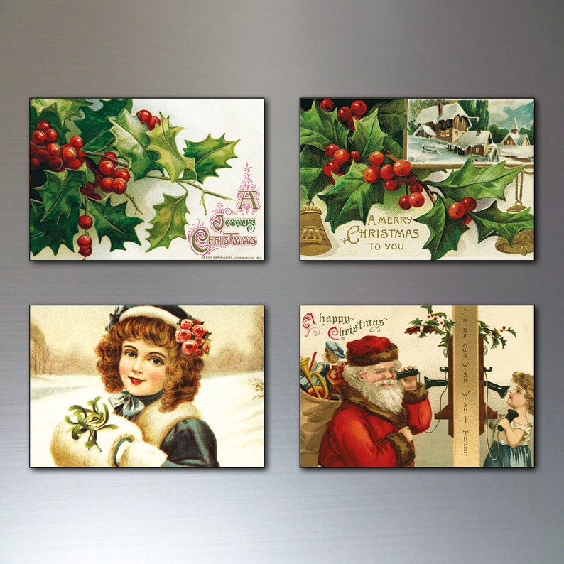 Traditional Christmas Victorian reproduction Fridge magnets