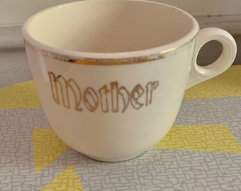 Tasse Mother Cup vintage des années 1950 avec bordure dorée