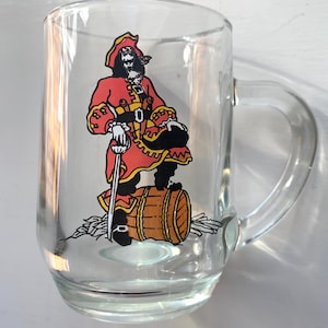 Vintage Captain Morgan Rum Clear Glass Coffee Cup or Alcohol Mug with Handle