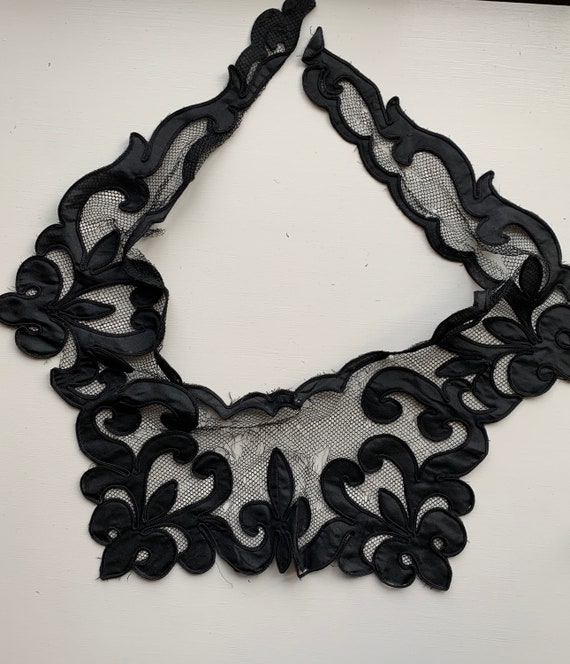 Vintage Costume- Gilded Age Antique Black Lace Be… - image 3