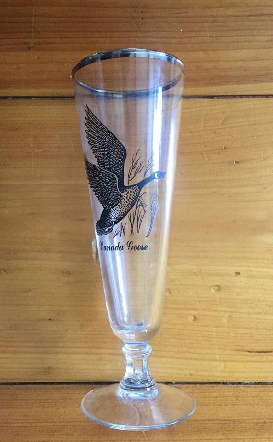 Vintage Stemmed Beer Glass MidCentury Glass Silverrimmed Etsy Italia