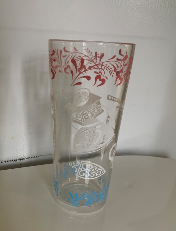 Vintage Large Graphic Soda Drinking Glass Cute Country Cottage Old