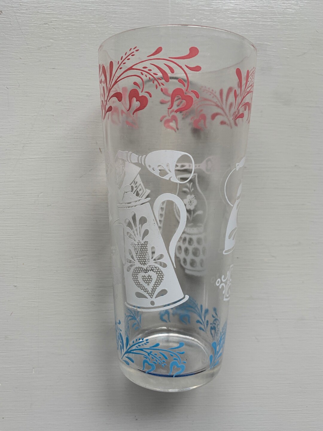 Vintage Large Graphic Soda Drinking Glass Cute Country Cottage Old