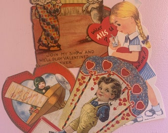 Vintage Assorted Valentine’s Day Love Cards / Paper Antique Images & Scrapbooking Ephemera Supplies / Children's Valentine Decor