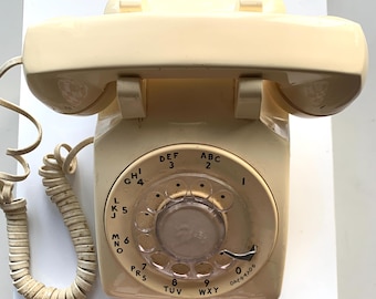 Vintage 1980s AT&T Western Electric Cream Rotary Phone, Untested, Made in USA