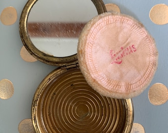 Revlon Textured Gold Turn-vintage Ladies Powder Compact-1pi
