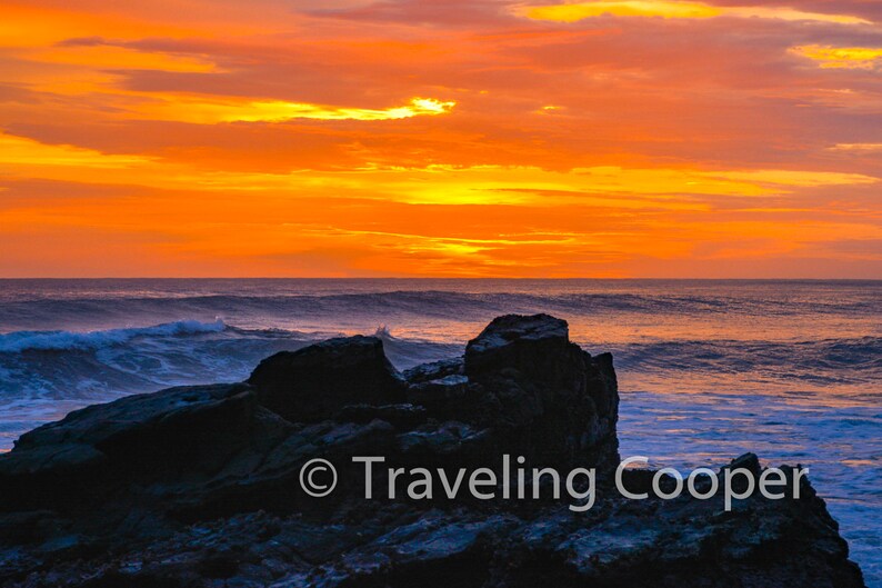Sunsets in Costa Rica Set of 5 Blank Note Cards Keepsakes with Original Artwork 5x7 folded note card with 4x6 image mounted on the front