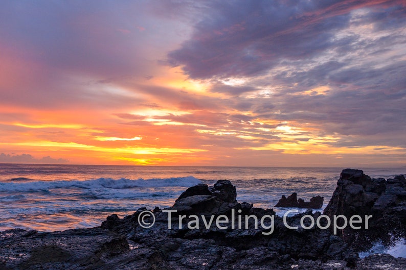 Sunsets in Costa Rica Set of 5 Blank Note Cards Keepsakes with Original Artwork 5x7 folded note card with 4x6 image mounted on the front