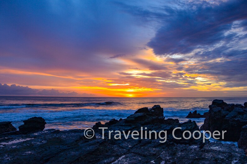 Sunsets in Costa Rica Set of 5 Blank Note Cards Keepsakes with Original Artwork 5x7 folded note card with 4x6 image mounted on the front
