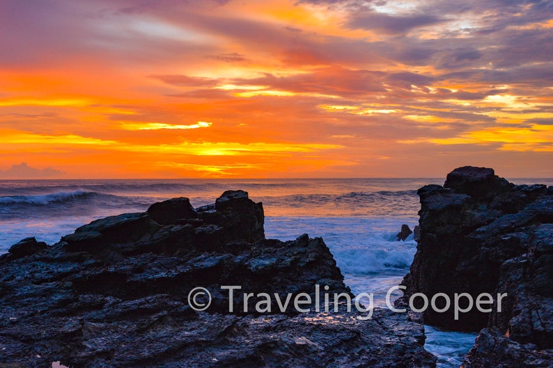 Sunsets in Costa Rica Set of 5 Blank Note Cards Keepsakes with Original Artwork 5x7 folded note card with 4x6 image mounted on the front