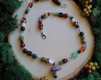 Handmade Charm Necklace, Fairycore, Elvencore, Ren Faire Jewelry, Fantasy Necklace, Forestcore, Mushroom Necklace