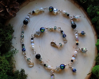 Handmade Winter Solstice Charm Necklace, Glass Beads, Nickel Free