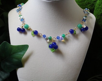 Blueberry Charm Necklace, Fairycore, Princesscore, Ren Faire Jewelry, Cottagecore Necklace, Blueberry Jewelry