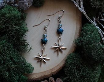 Fairycore Star Earrings, Winter Solstice Celestial Jewelry