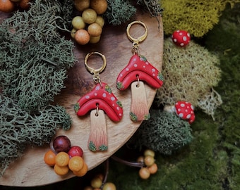 Polymer Clay Fantasy Mushroom Earrings, Mushroomcore Earrings, Bead Earrings, Magic Mushrooms,