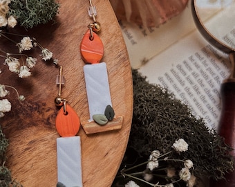 Dark Academia Candle Polymer Clay Earrings