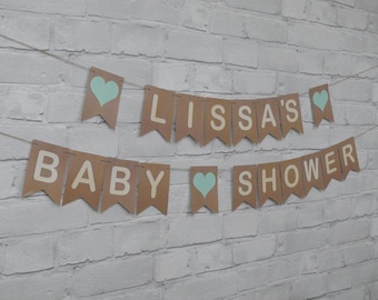 PERSONALISED MINT GREEN baby shower bunting.  Or another colour to make the day more special